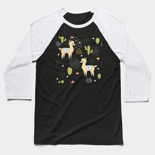 Whimsical Llama Baseball T-Shirt by Countryside
